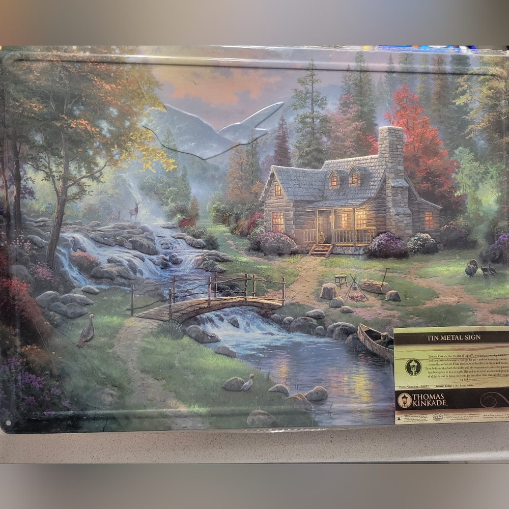 Thomas Kinkade Embossed Metal Sign, Summer's Heritage